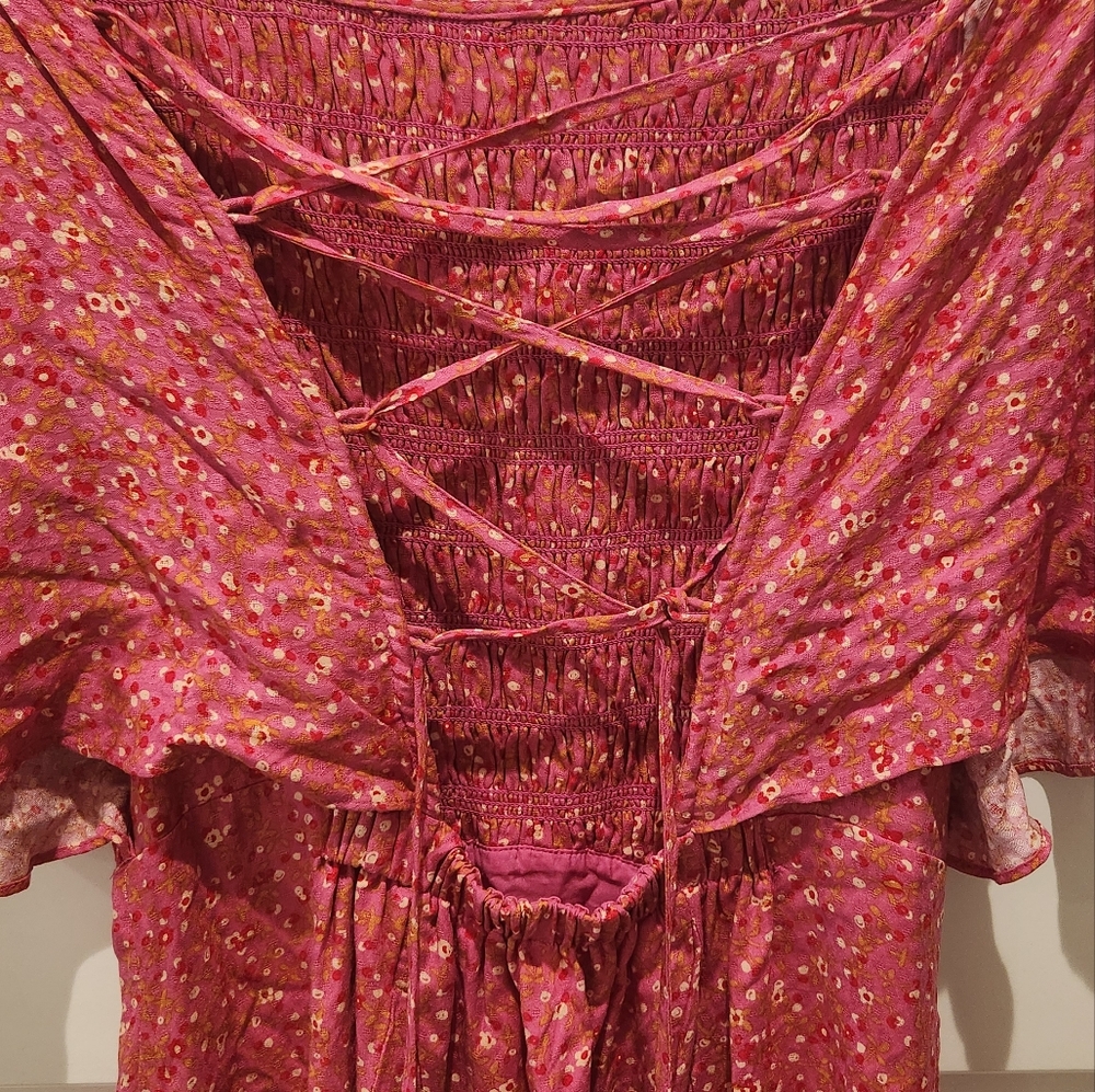 Free People: Pink Dress With Backties Size M - Picture 3 of 6